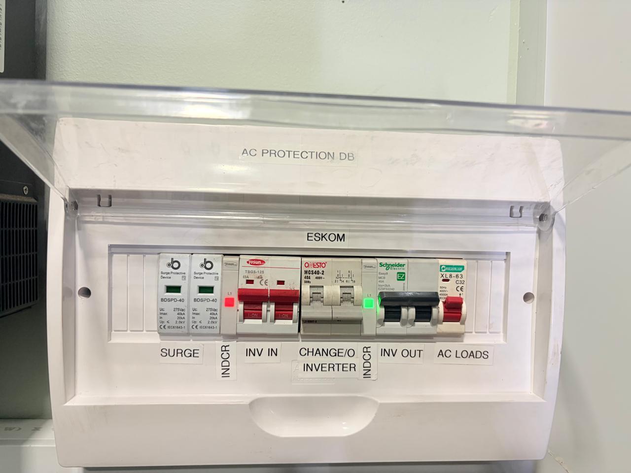 PV isolators and surge protection wired into a Sun Savings distribution board
